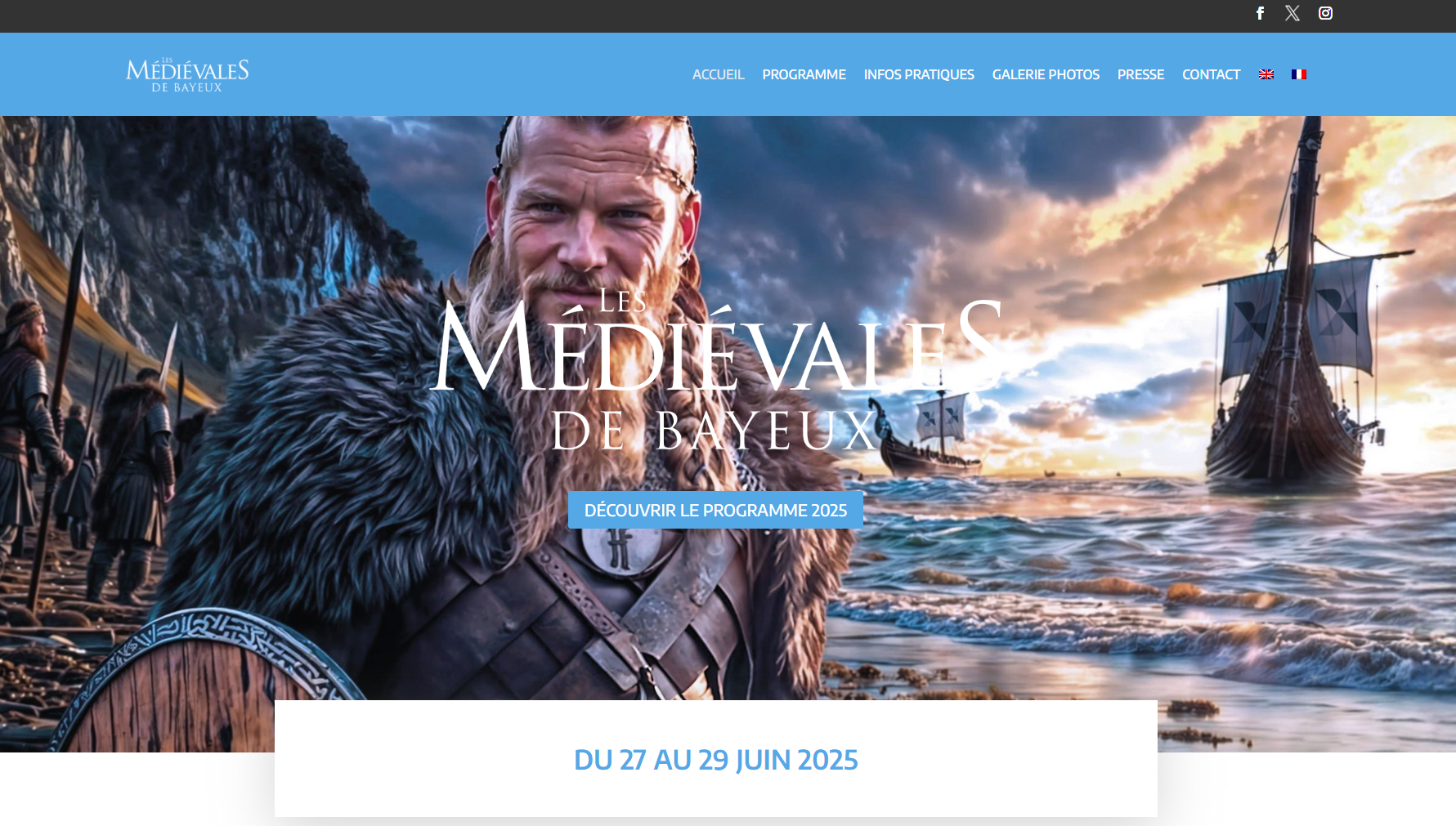Homepage du site Les médiévales de Bayeux